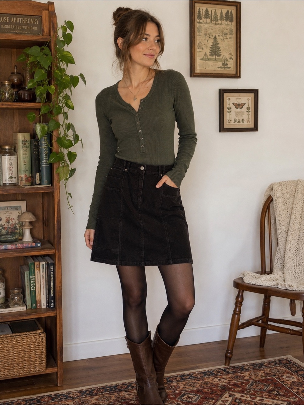 Woolrich Black Corduroy Skirt Size 10 Cottagecore Preppy Academia Old Money Soft
